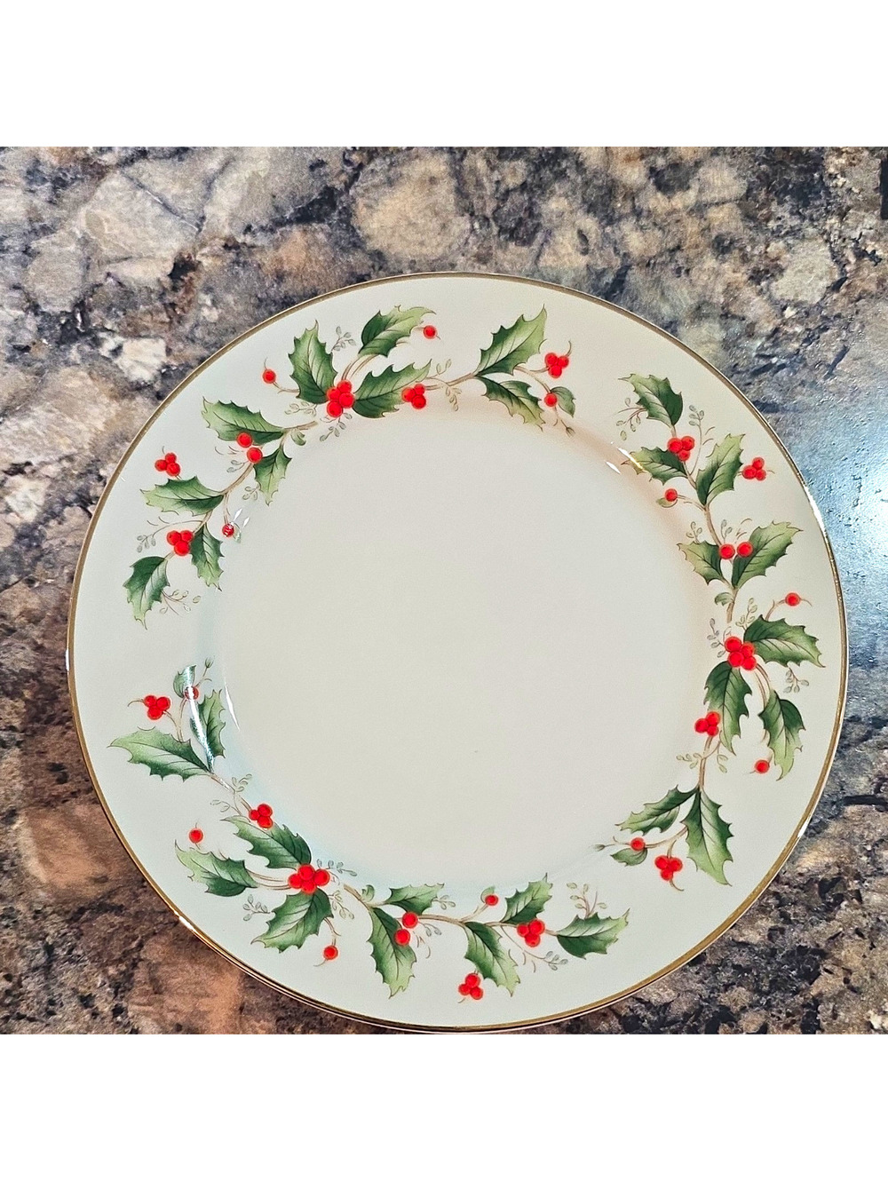Vintage China Pearl Noel Salad Plates - Set of 4 - Christmas Holly Berries 6.5"